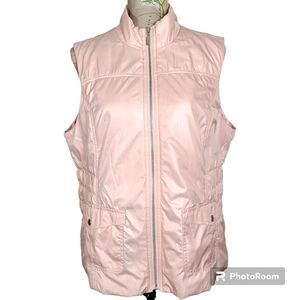 Chico's Zenergy Size 2 - Size Large Light Pink Pearl Casual Quilted Puffer Vest